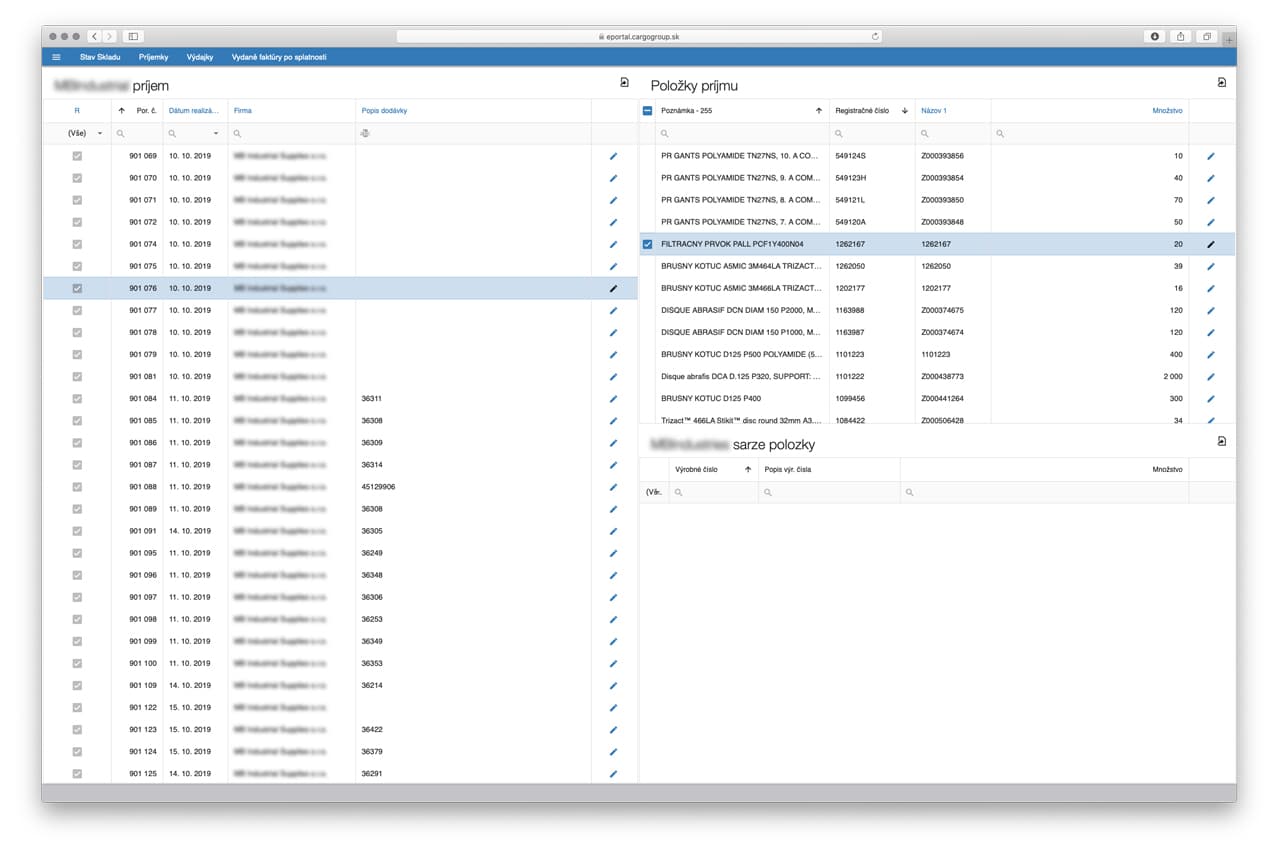 Helios ePortal — pohyby na sklade